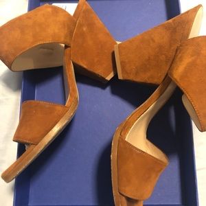 Stuart Weitzman chunky heel wedge suede